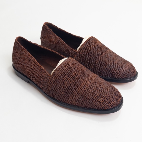 Cole Haan Resort Loafers Men's 10M Brown Woven Leather Artisan Slip On Shoes